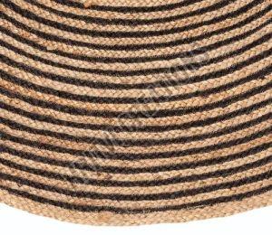 Black Handwoven Braided Jute Round Rug