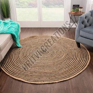 Black Handwoven Braided Jute Round Rug