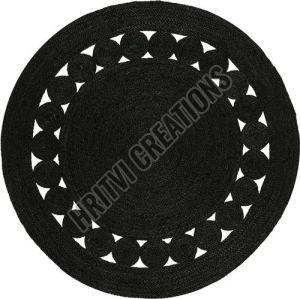Black Modern Designer Jute Rug