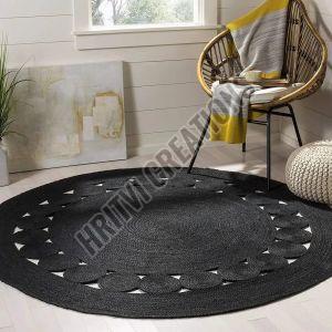 Black Modern Designer Jute Rug