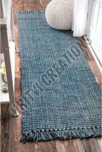 Blue Rectangular Jute Rug