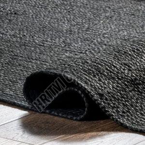 Designer Black Braided Jute Rug