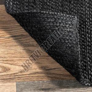 Designer Black Braided Jute Rug