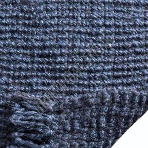 Hand Woven Natural Navy Blue Jute Rug