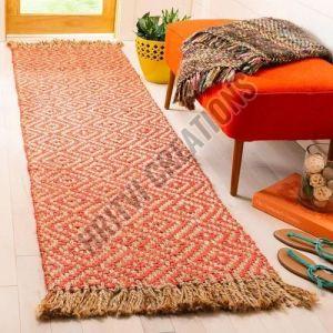 Plain Hand Woven Orange Entryway Runner Rug