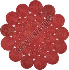 Handmade  Red Flower Jute Rug