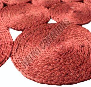 Handmade  Red Flower Jute Rug