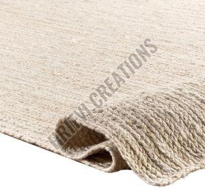 Handmade Rectangular White Hand Woven Jute Rug
