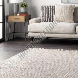 Handwoven Off White Jute Rug