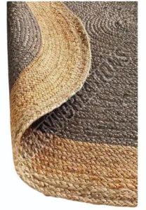 Light Purple and Brown Round Hand Braided Jute Rug