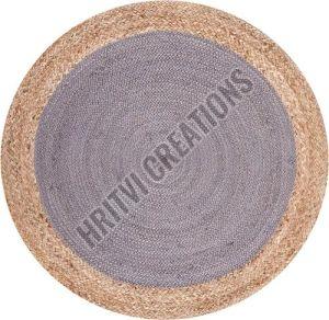 Light Purple and Brown Round Hand Braided Jute Rug