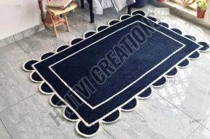 Blue With White Border Jute Rugs