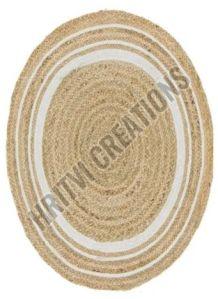 Natural Hand Braided White Round Jute Rug