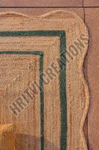 Plain Green Border Jute Rug