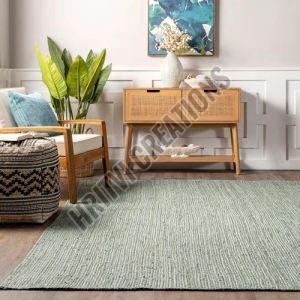 Plain Hand Woven Light Green Jute Rug