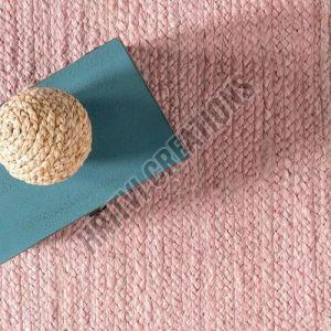 Plain Pink Jute Floor Rug