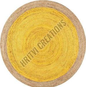 Plain Round Handmade Yellow Jute Rug