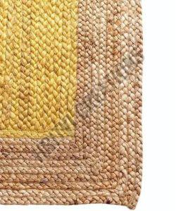 Plain Round Handmade Yellow Jute Rug