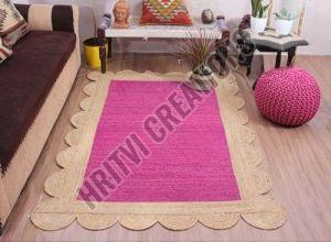 Rectangle Dark Pink Jute Rug