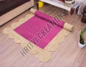 Rectangle Dark Pink Jute Rug