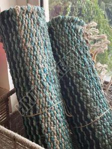 Rectangular Turquoise Green Jute Rug