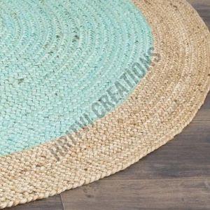 Round Light Ocean Green Floor Jute Rug