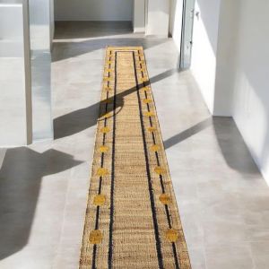 Yellow Dote Stair Jute Runner, Handmade Jute Runner