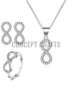 Ladies Fancy Silver Necklace  Earring with Ring Set