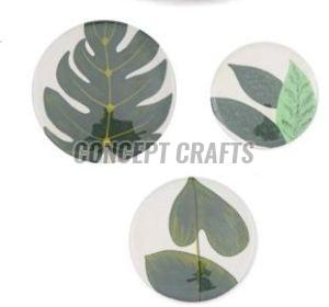 Printed Leaf Shape Ceramic Serving Plate Set