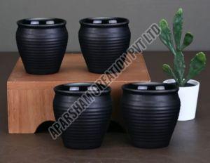 Black Round Melamine Planter