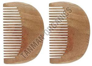 D Shape Neem Wood Beard Comb