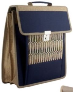 Fancy Blue Jute Laptop Bag