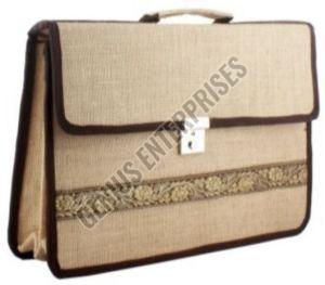 Brown Border Jute Laptop Bag