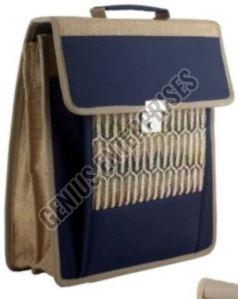Fancy Blue Jute Laptop Bag