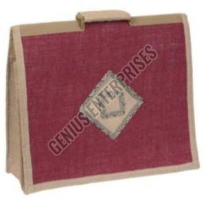 Maroon Plain Jute Bag