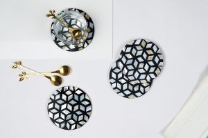 Black and White Round MDF Coaster