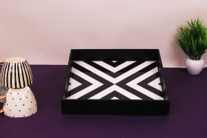 Square Black Printed Serving Tray