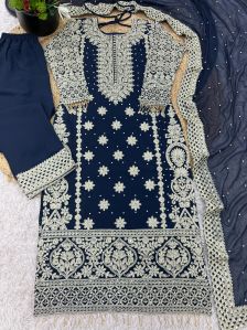 Ladies Heavy Georgette with Embroidery Sequence Work Kurti and Pant Set