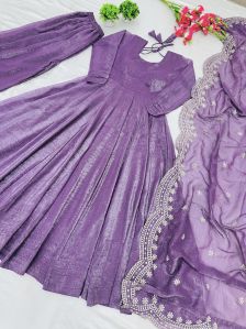 Ladies Fancy Silk Party Anarkali Suit Dupatta Set