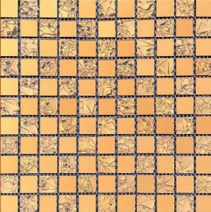 Radiant Gold Geometric Glass Mosaic Tile