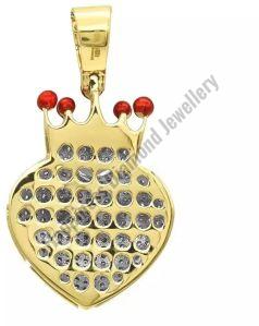 Crown Heart Silver Fully Iced Pendant