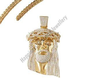 14k Gold Plated Jesus Face Pendant