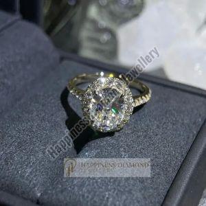 Oval Cut Cluster Pave Engagement Ring