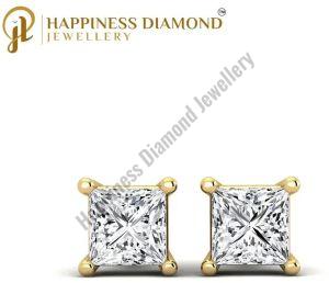 Ladies Princess Cut Stud Earrings