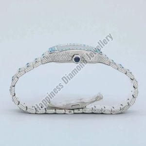 Luxury Silver Full Iced Out Watch