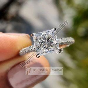 Three Row Pave Engagement Ring