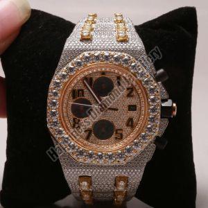 Brown Dial Full Iced Out Watch
