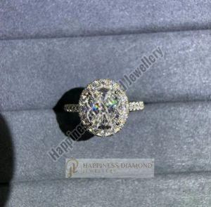 Oval Cut Cluster Pave Engagement Ring