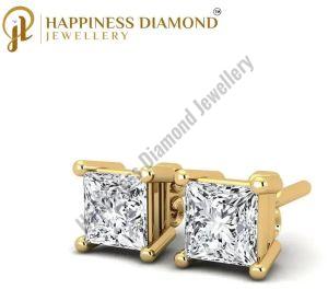 Ladies Princess Cut Stud Earrings