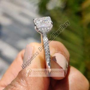 Three Row Pave Engagement Ring